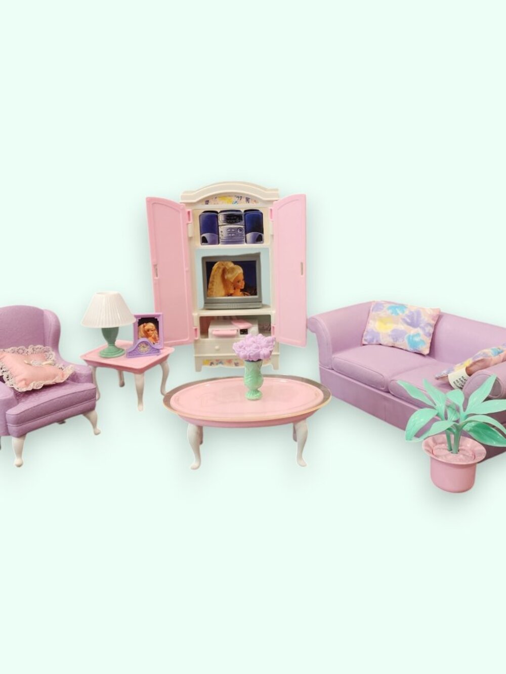 1998 Vintage Barbie Folding Pretty House Living Room #67553